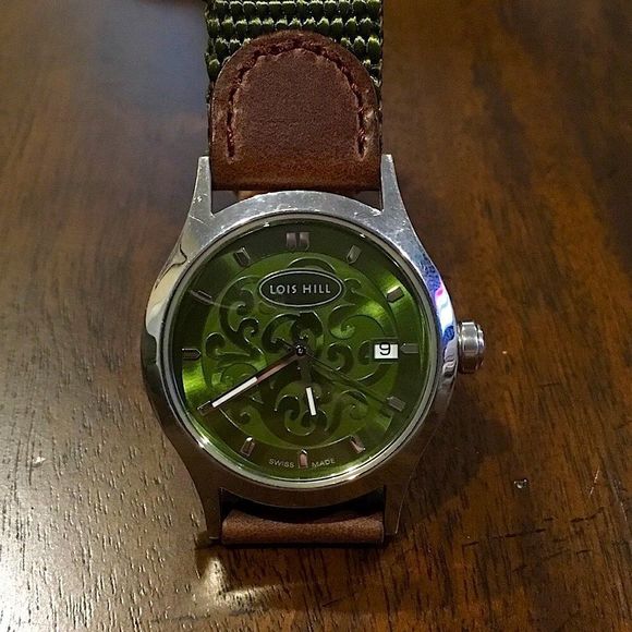 LOIS HILL Swiss Movement Watch Green Face RARE UNISEX - Picture 3 of 8